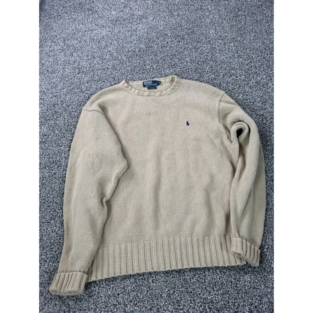 Vintage Polo Ralph Lauren Pullover Sweater Men's Size XL Beige